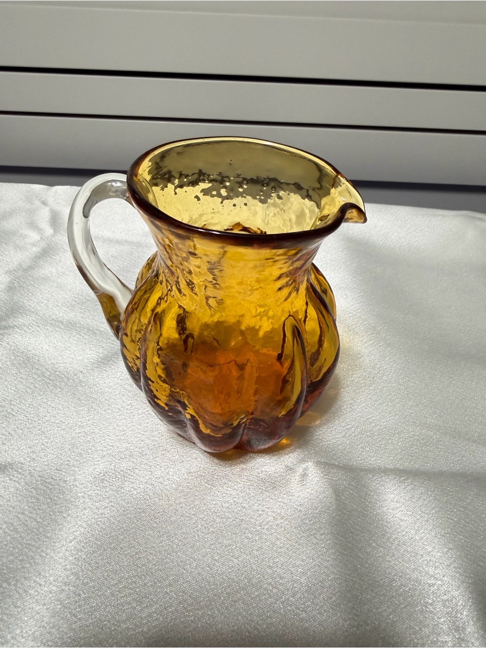 Vintage Amber/Amberina Art Glass Mini Pitcher / Creamer